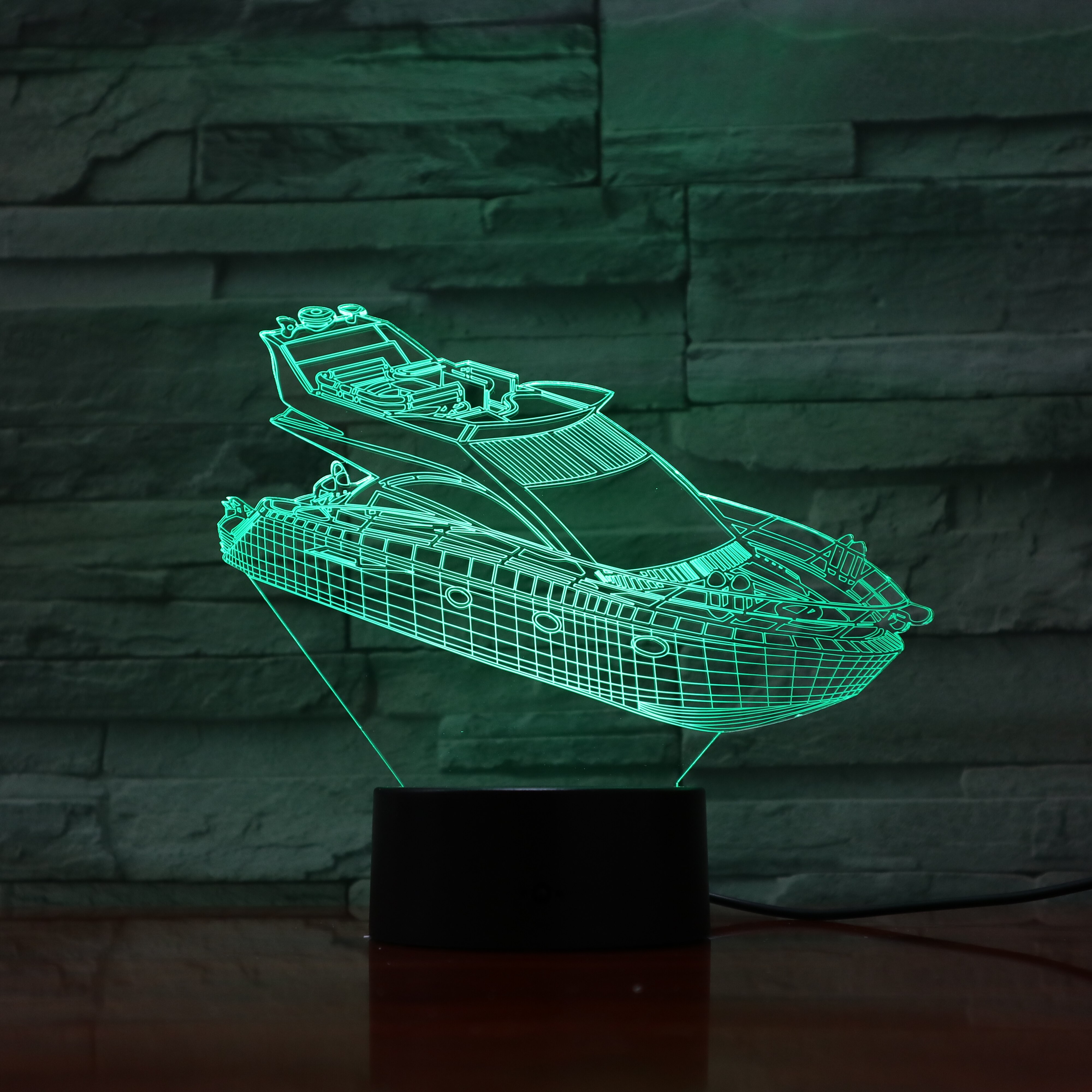 3D LED 야간 조명 선박 요트 7 색 라이트 오피스 홈 장식 램프 luminaria 놀라운 시각화 광학 Tafellamp 1040